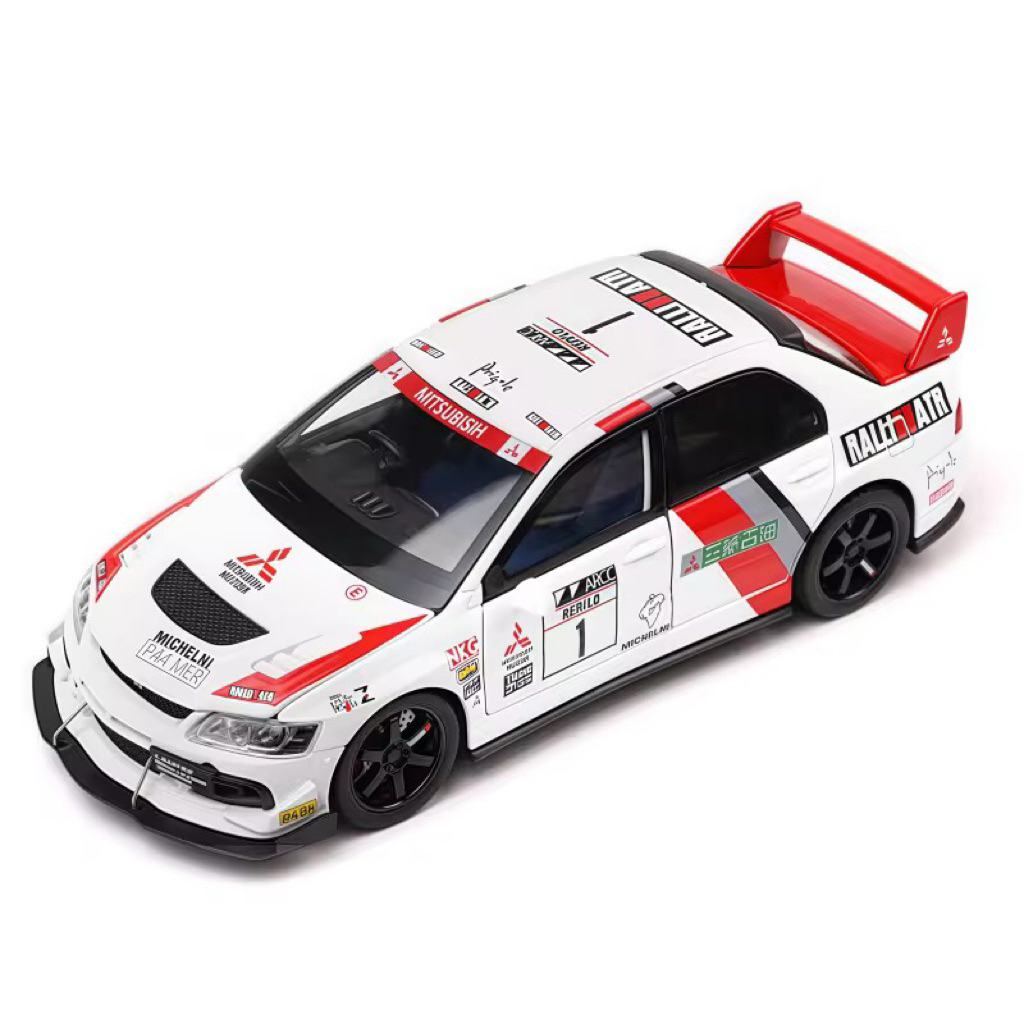 รถ mitsubishi lancer evo 9(งานโมเดลเหล็ก)สเกล1:32 มีเสียงมีไฟประตูเปิดปิดได้รายละเอียดสวยสมจริงเข็นเล่นหรือตั้งโชว์ก็ได้