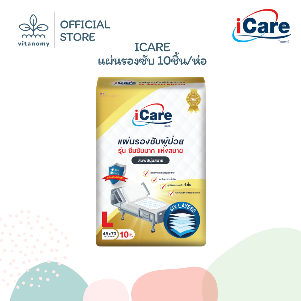 ICARE ไอแคร์ | แผ่นรองซับ | 10ชิ้น/ห่อ