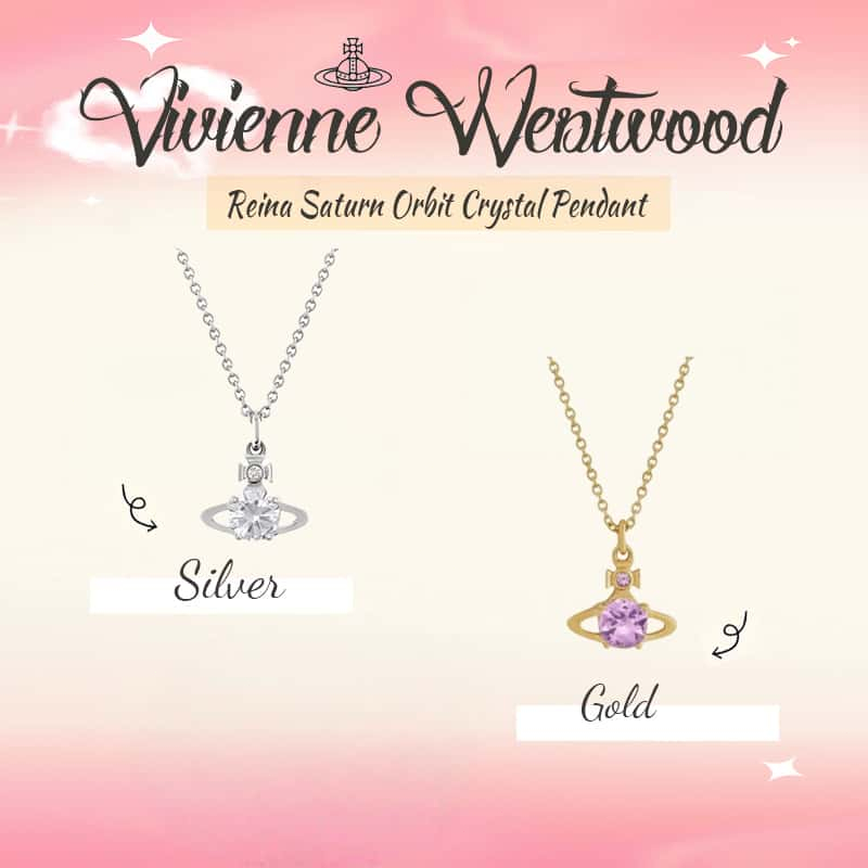 ของแท้100% 💎 VIVIENNE WESTWOOD สร้อยคอ Reina Saturn Orbit Crystal Pendant สินค้ามาใหม่