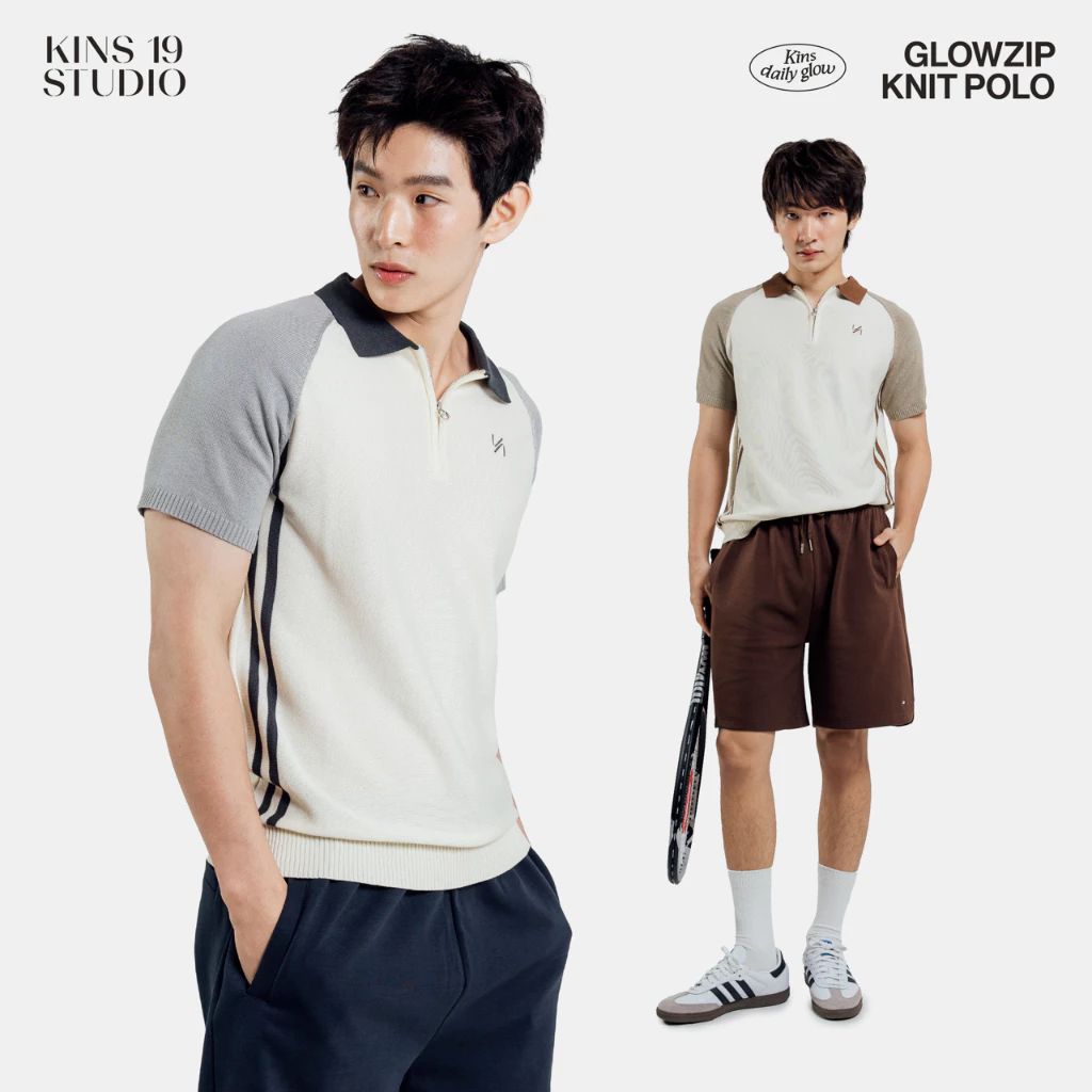 KINS 19 STUDIO | GLOWZIP KNIT POLO เสื้อโปโลคินส์ [KN129]