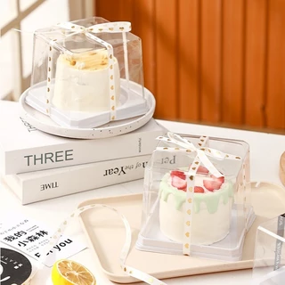 กล่องใส่เค้ก 4นิ้ว กล่องเค้กครึ่งปอนด์ฝาสูง ฐานสี่เหลี่ยมสีขาว JL590