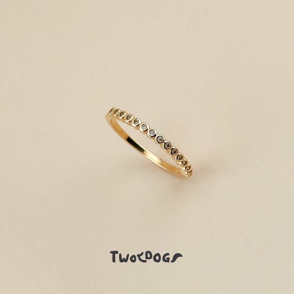 TwoDogs - Gemini Half Circle Ring แหวน แหวนสีทอง 18KGold เพชร CZ กันเหงื่อ กันน้ำ