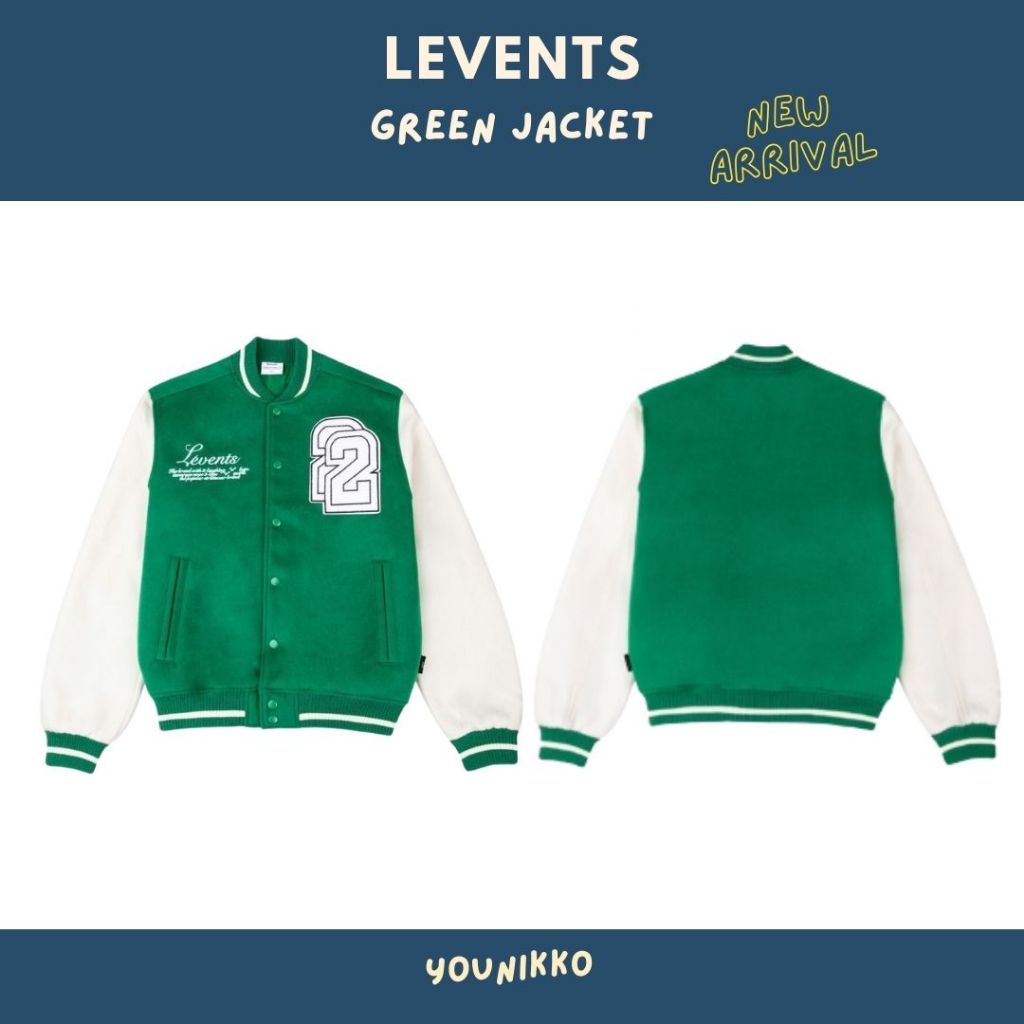 (พร้อมส่ง_ส่งด่วนได้) Sale 50% Levents Varsirty green jacket unisex เสื้อแจ๊คเกต
