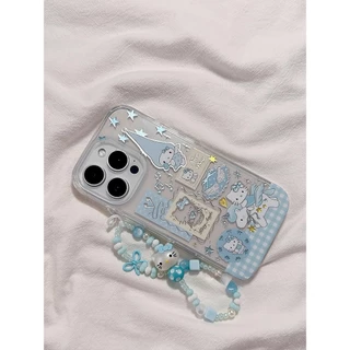 สไตล์สูงระดับ ขายดีบนเว็บไซต์เกาหลี คิตตี้สีฟ้า for iPhone เคสไอโฟน 11 12 13 14 15 16 PLUS PRO MAX X XS MAX XR 7/8PLUS แ