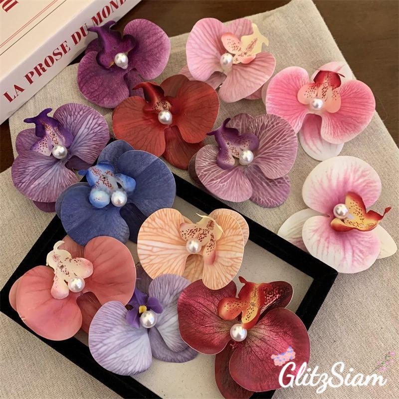 Glitzsiam🌸🌸กิ๊บติดผมลายดอกไม้ใหม่ กิ๊บติดผมสำหรับผู้หญิง มีให้เลือกหลายสี ประดับมุก จัดส่งจากประเทศไทย.