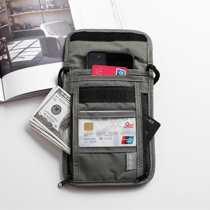 ถุงกันน้ำ ใส่เงินกระเป๋ากันขโมย กระเป๋าซ่อนเงิน กันขโมย RFID ป้องกันโจรล้วง กระเป๋าใส่พาสปอร์ต RFID 