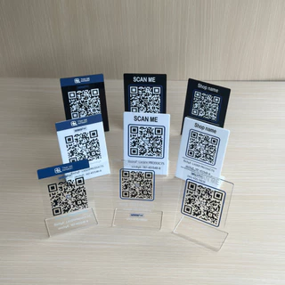 ป้ายอะคริลิคตั้งโต๊ะสแกนชำระเงิน คิวอาร์โค้ดจ่ายเงินQR Code พิมพ์UV