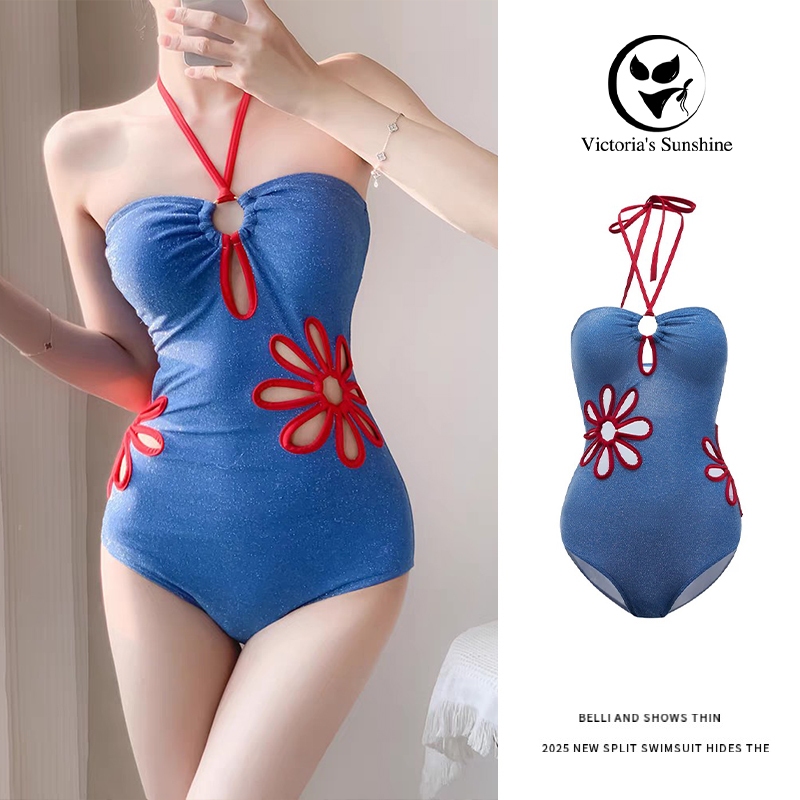Victoria's ชุดว่ายน้ำวันพีช ชุดว่ายน้ำแฟชั่น One piece sexy มีฟองน้ำ summer#0699