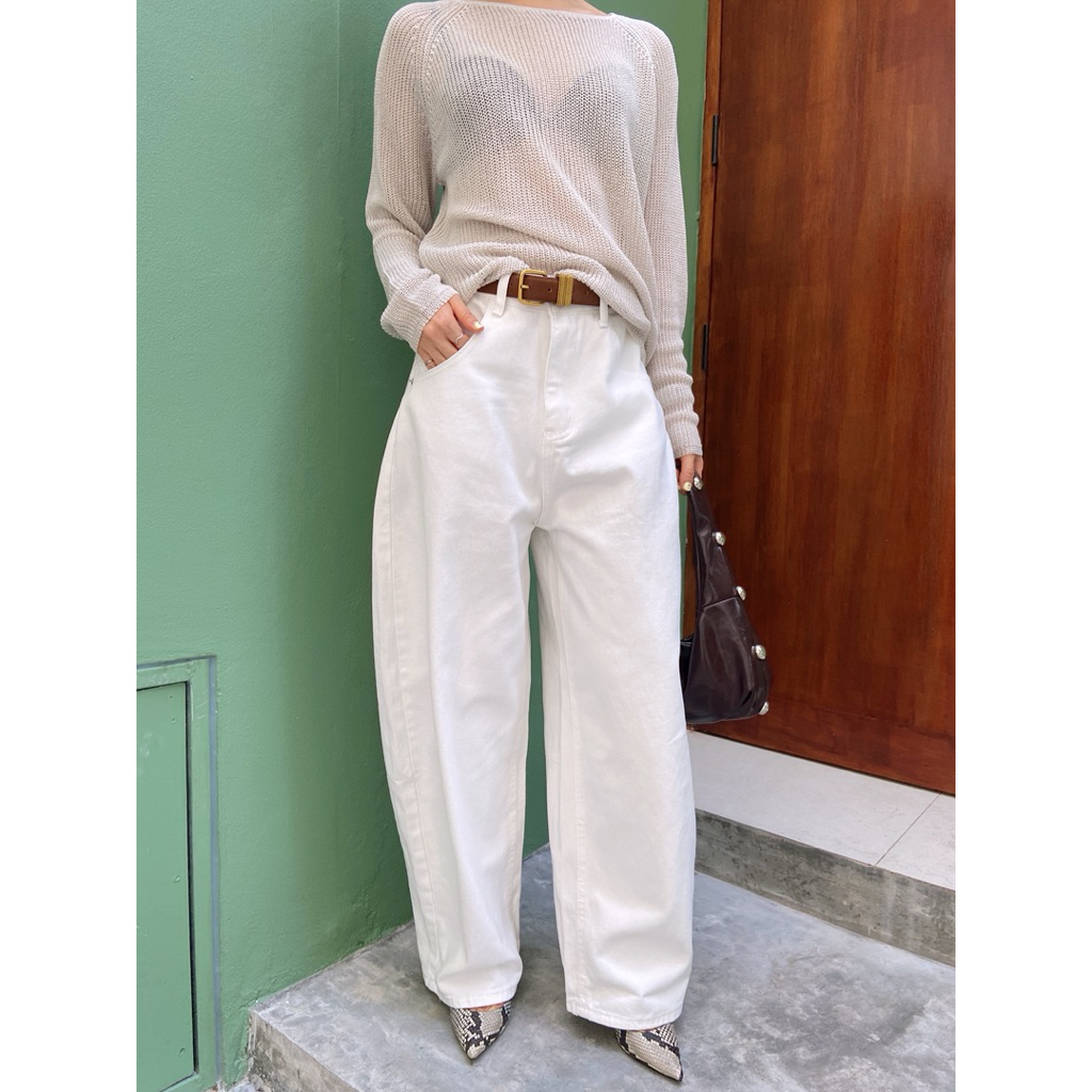 Balloon white jean #ยีนส์บอลลูนขาว