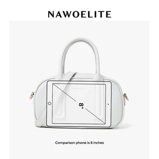NAWOELITE Bowling Bag กระเป๋าถือผู้หญิงสีดำสไตล์วินเทจ มีสายสะพายไหล่ปรับได้ สามารถถือด้วยมือหรือสะพายข้างก็ได้