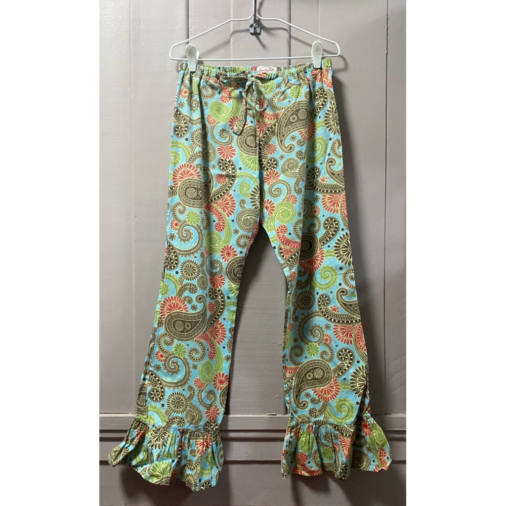 กางเกงขายาว สีคัลเลอร์ฟูล เอวผูกเชือก งานป้าย mudpie