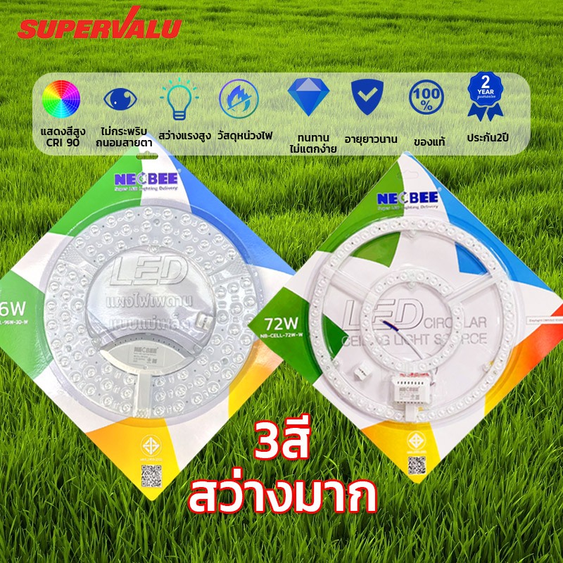 NEOBEE แผงไฟแม่เหล็ก แสงขาว 3สี แผ่นชิป แผ่นชิพ แผงไฟ ไฟเพดานLED โคมไฟเพดาน 28W/36W/48W/72W/96W