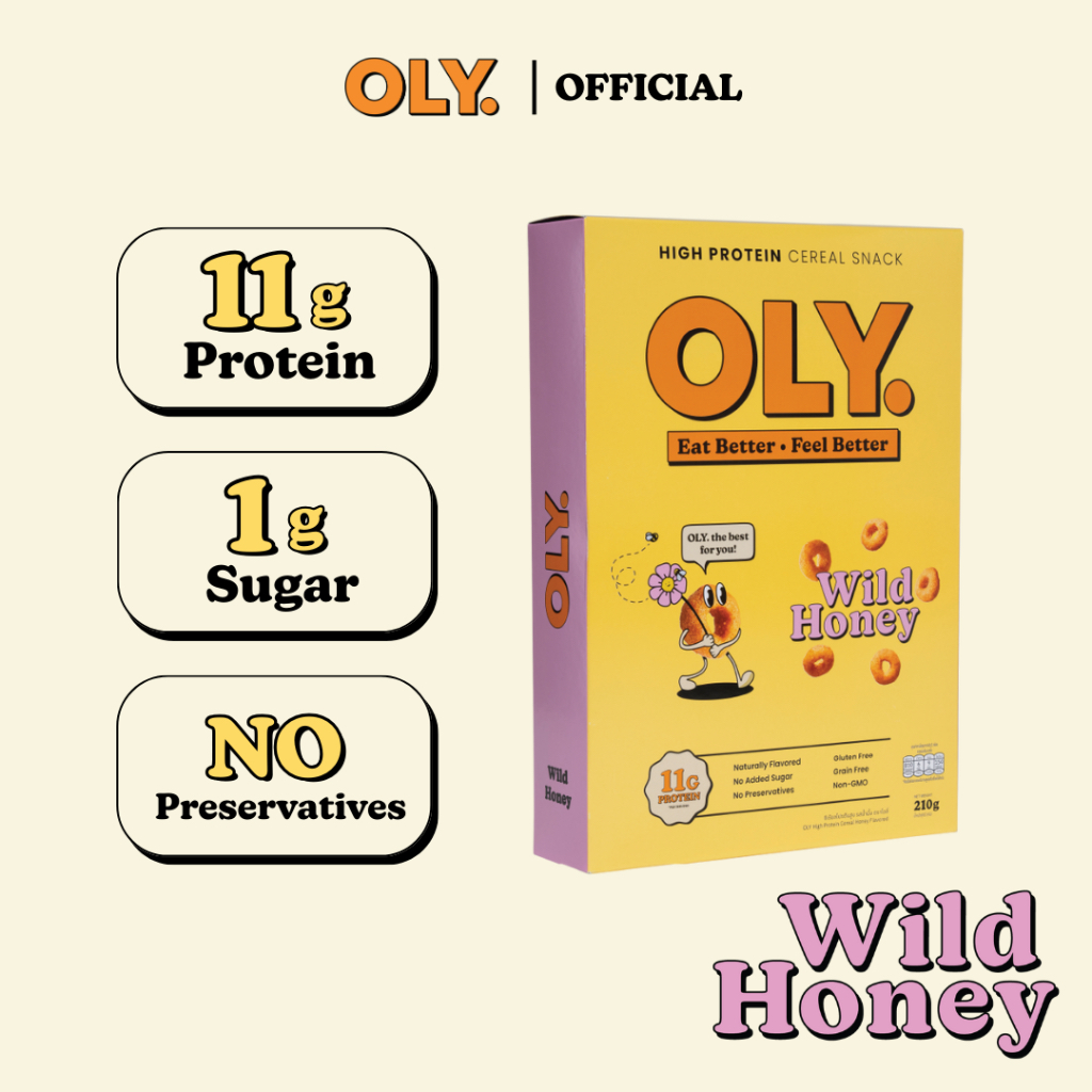 OLY. High Protein Cereal Wild Honey Flavor 210 g ซีเรียลโปรตีนสูง รสน้ำผึ้ง