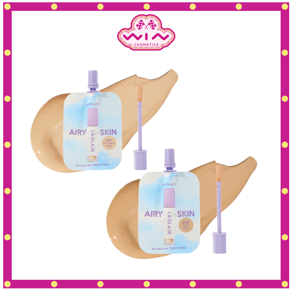 MINI AIRY SKIN CONCEALER LA GLACE คอนซีลเลอร์ลากลาส เนื้อเซรั่ม บางเบาแต่ปกปิด แบบซอง 2ก.