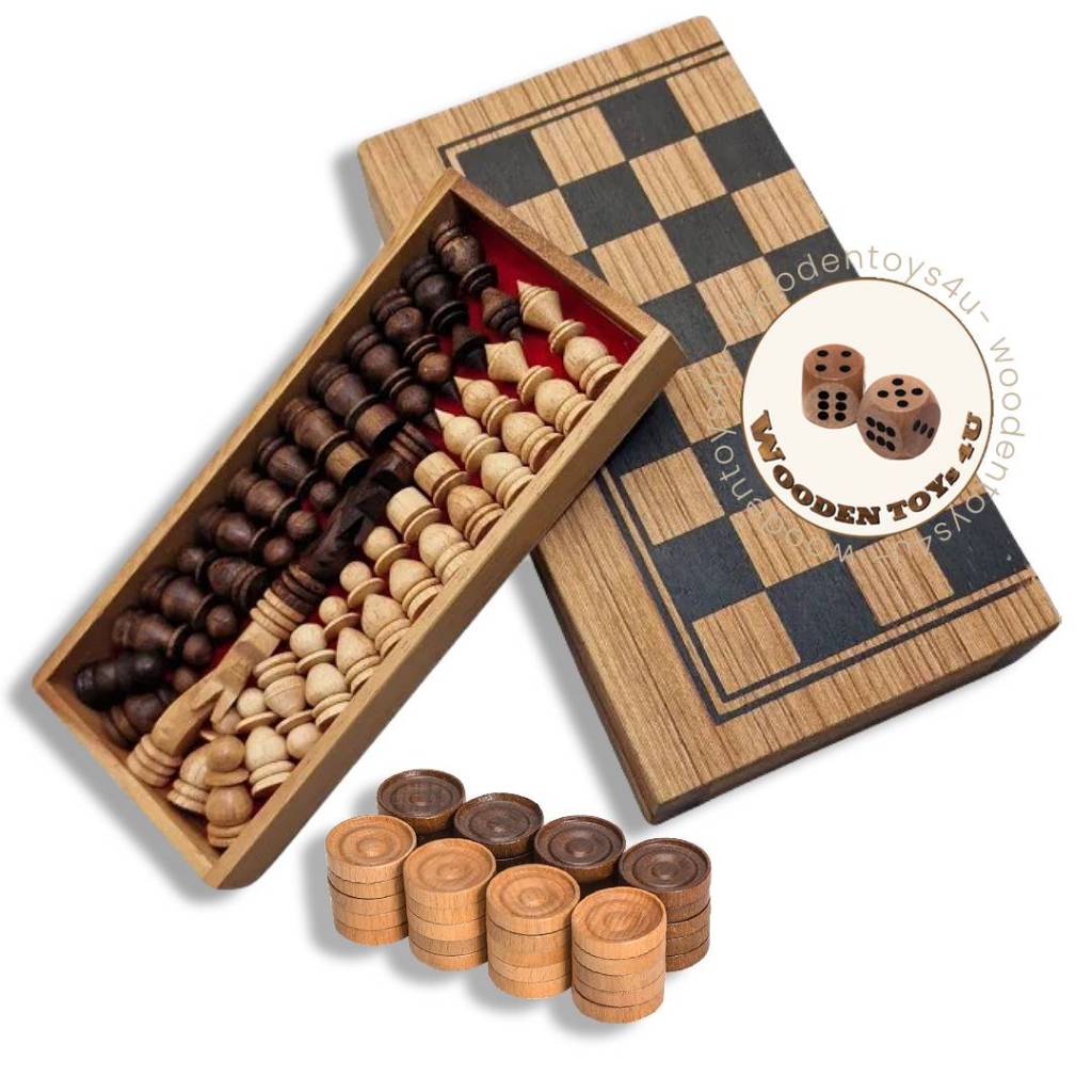 กระดานหมากฮอส พร้อมตัวหมากรุกฝรั่ง / Draught Board with Chess Pieces Size XL