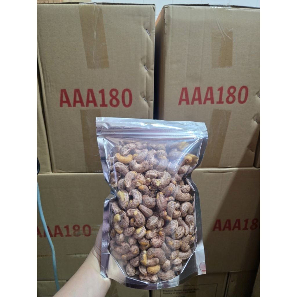 เมล็ดมะม่วงหิมพานต์แบบเผาเกลือมีเปลือกถุงซิปล็อค 500กรัม(สูตรเวียดนาม)