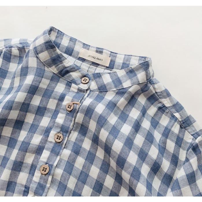 เสื้อลำลองน่ารัก คอจีน ผ้าคอตตอนสาลูเนื้อนิ่ม ลายสก๊อต - รูปที่ 4