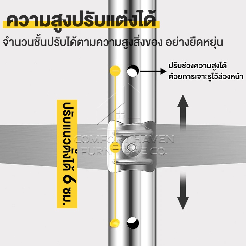 Comfort Haven Furniture Co ชั้นวางของ โต๊ะวางเตาแก๊ส ชั้นวางเตาแก๊ส 3ชั้น เค้าเตอร์ครัว ปรับความสูงได ชั้นสแตนเลส 304 - รูปที่ 2