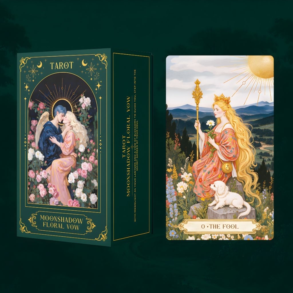 Moon Shadow Floral Vow Tarot ไพ่ยิปซีภาพสวยขอบทองหรูหรา/ ไพ่ทาโร่ต์/ ไพ่ยิปซี/ Tarot/ Cards/ Decks