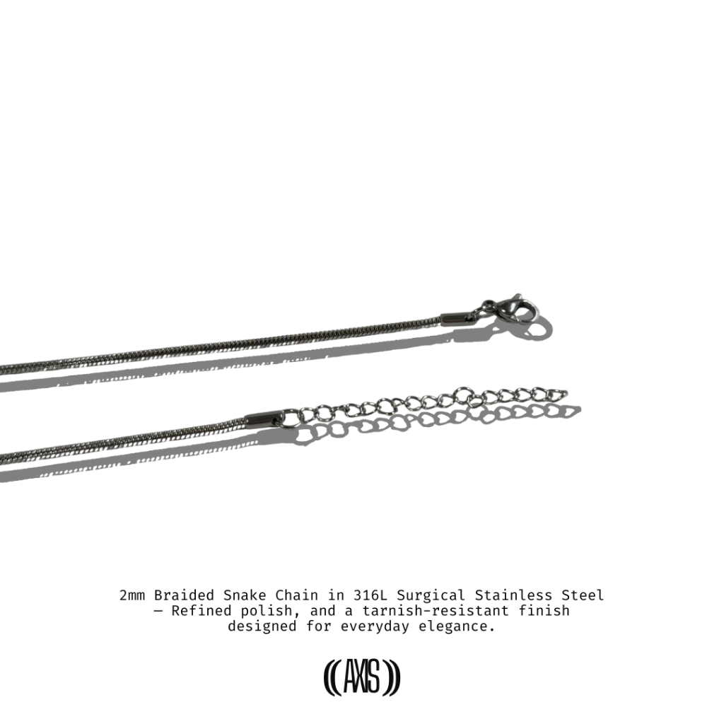 AXIS สร้อยคอสแตนเลส 316L รุ่น Snake Chain หนา 2 มม. ดีไซน์เรียบหรู แข็งแรง ไม่ลอก ไม่ดำ