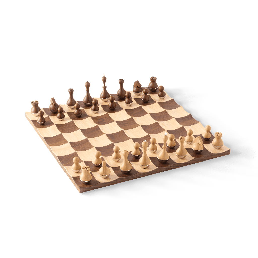 Umbra Wobble Chess Set WALNUT WOOD