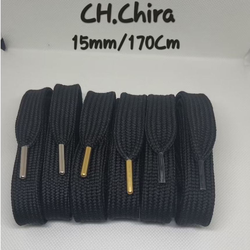 เชือกรองเท้า เชือกบวม เชือกอ้วน เชือกเส้นใหญ่ สีดำ 15mm./170 Cm.(1คู่=2เส้น)