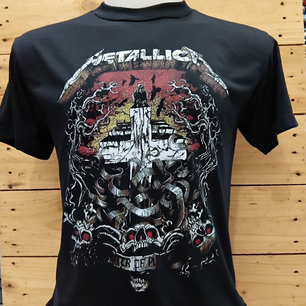 เสื้อ​วง​Metallica​ ผ้า​บาง​ คอกลม สีดำ วินเทจ ผู้ชาย ผู้หญิง