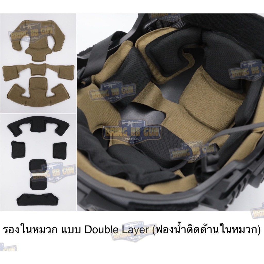 BR03 รองในหมวกเมมโมรี่โฟม แบบ Double Layer(รองในหมวก Exfil / Fast / SF Super High Cut / Mich )(ฟองน้ำติดด้านในหมวก) 30RB