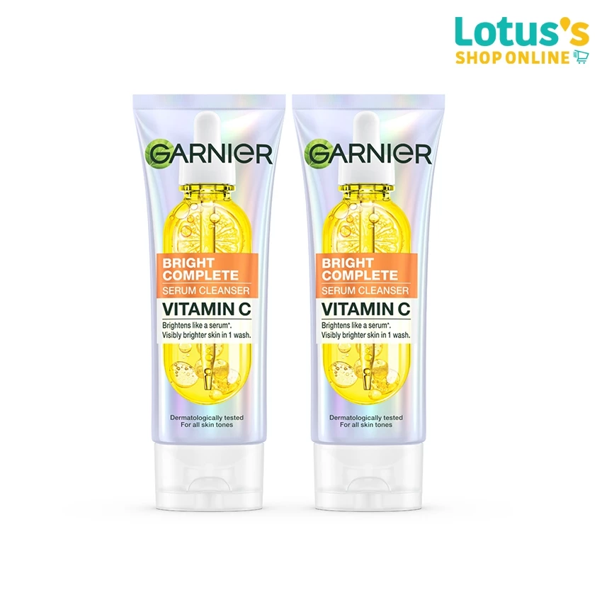 การ์นิเย่ ไบรท์ คอมพลีท เซรั่ม คลีนเซอร์ วิตามินซี 100 มล.X2 GARNIER BRIGHT COMPLETE SERUM CLEANSER VITAMIN C 100 ML.