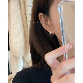 🌸✨🤍 ต่างหูห่วง silver flower; ต่างหูห่วงรูปดอกไม้สีเงิน