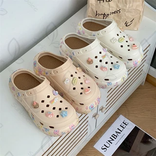SHO-SUN-8694-H🥑 รองเท้าแฟชั่น พิมลายพร้อมตัวติด รองเท้าส้นตึกหัวโต รองเท้าเสริมส้น พื้นนิ่มใส่สบายมาก🥑