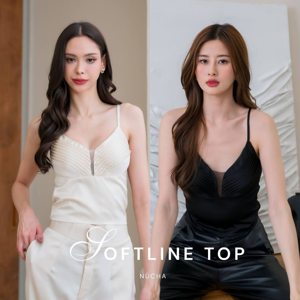 NÜCHA STUDIO – Softline top เสื้อครอปมีฟองน้ำ ซีทรูกลางอก