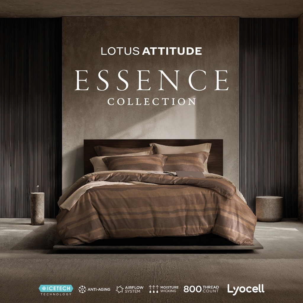 LOTUS ATTITUDE ชุดผ้าปู + ผ้านวม เทคโนโลยีผ้าถนอมผิว ทอ 800 เส้น รุ่น Essence ส่งฟรี