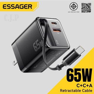 Essager หัวชาร์จมือถือพร้อมสายชาร์จ USB Type C 65W ที่ชาร์จโ…