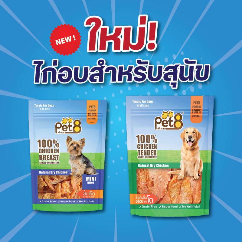 สันในไก่ อบแห้ง ของแท้ chicken tender สำหรับสุนัขพันธุ์เล็ก และใหญ่ เกรดพรีเมี่ยม