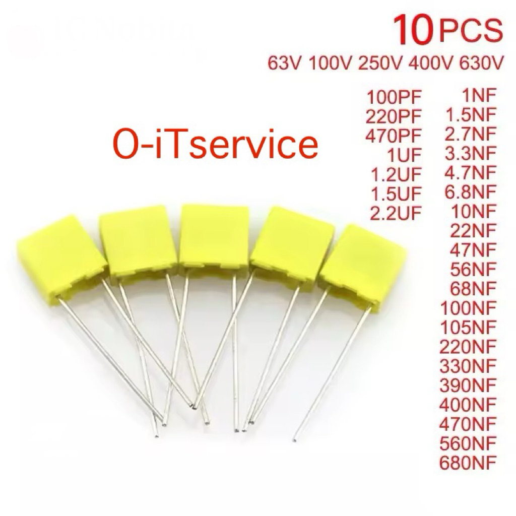 63V 100V 250V Polypropylene Safety Plastic Film 1NF~680NF 10NF 22NF 47NF 100NF 220NF 1.2UF 100PF Cor