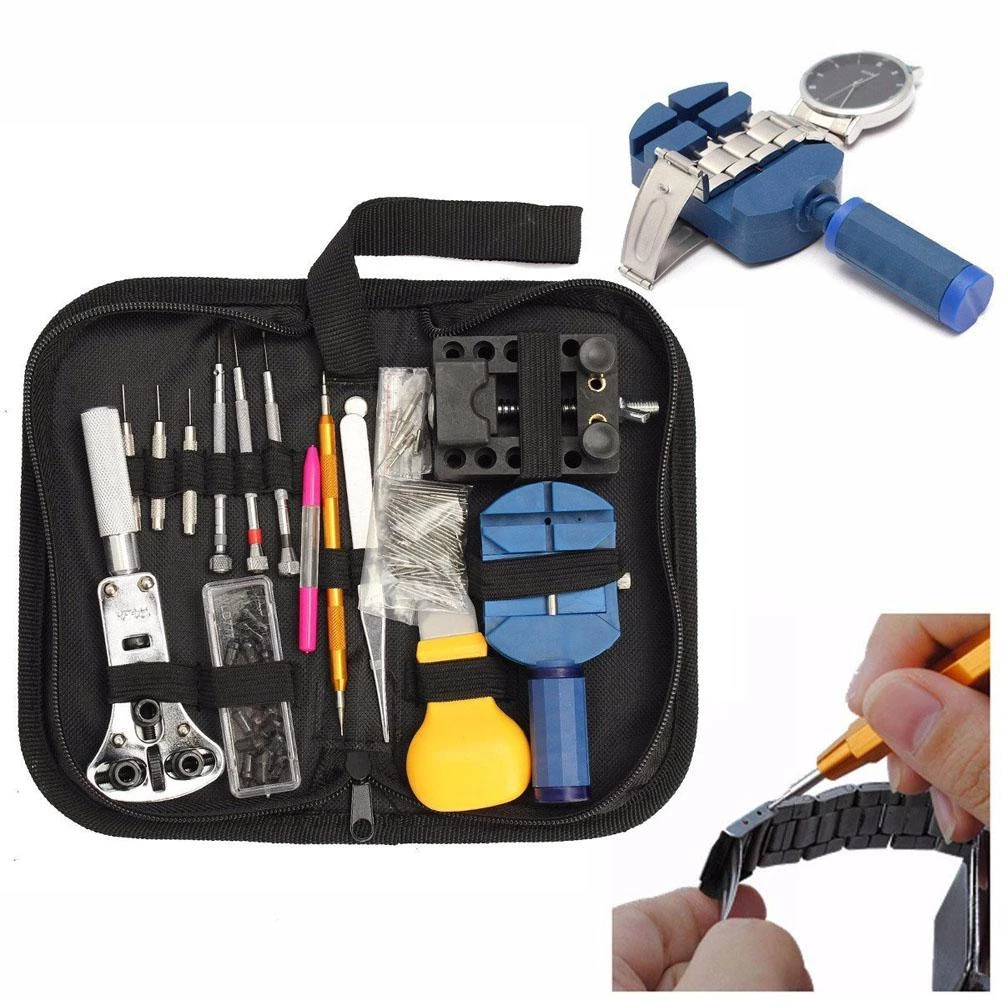 144pcs ชุดเครื่องมือซ่อมนาฬิกาอุปกรณ์ซ่อมนาฬิกาWatch Case Holder Opener Pin Link Remover Repair Tool Kit งมือซ่อมนาฬิก - รูปที่ 2