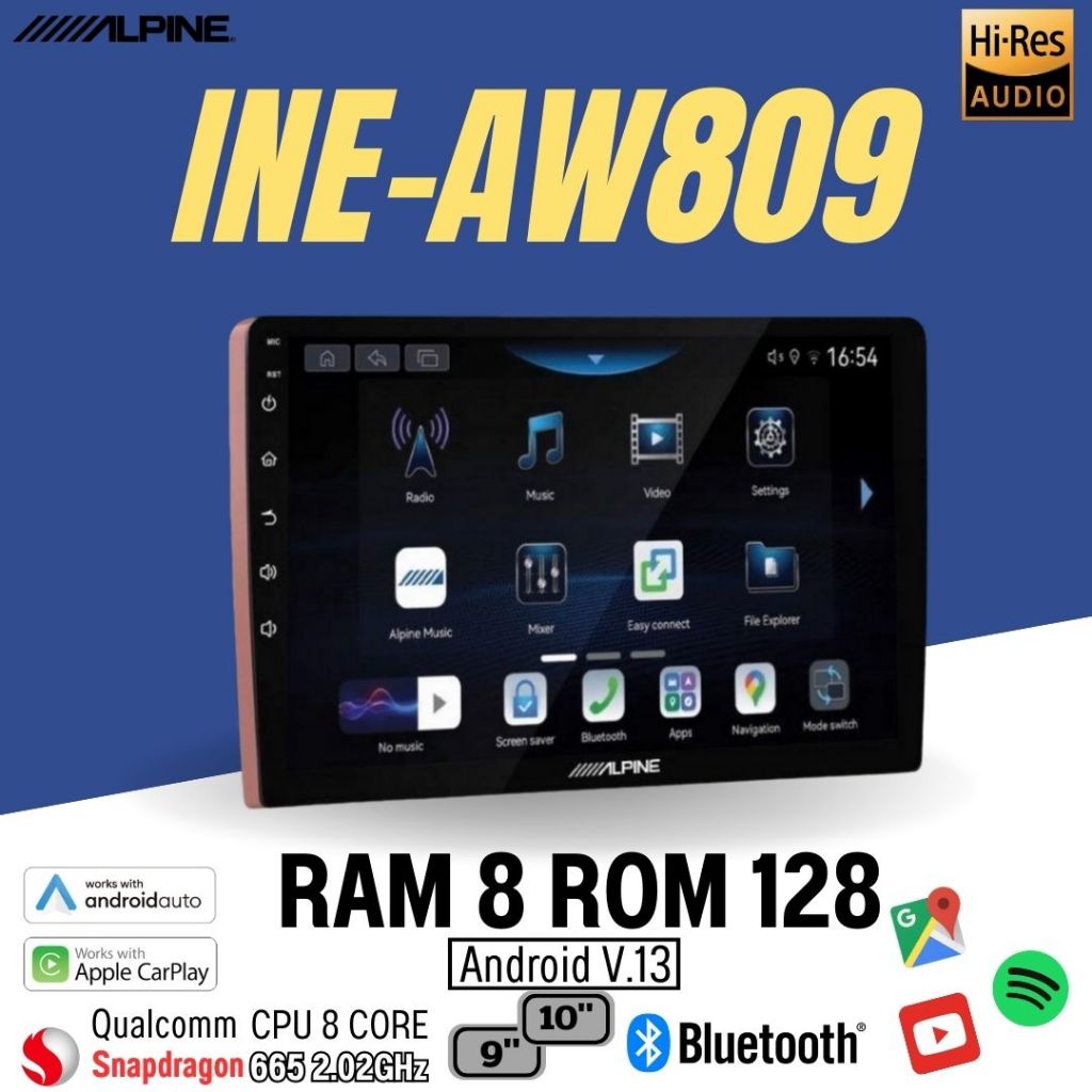 ALPINE INE-AX809 RAM 8 ROM 256 APPLE CARPLAY&ANDROID AUTO แบบไร้สาย แถมกล้องมองหลัง AHD