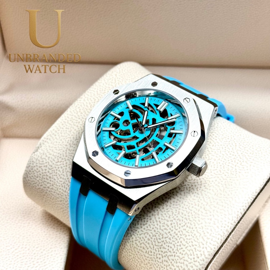 Unbranded watch Blue Skeleton  Royal  41mm Seikomod Automatic Movement NH70 japan พร้อมกล่อง