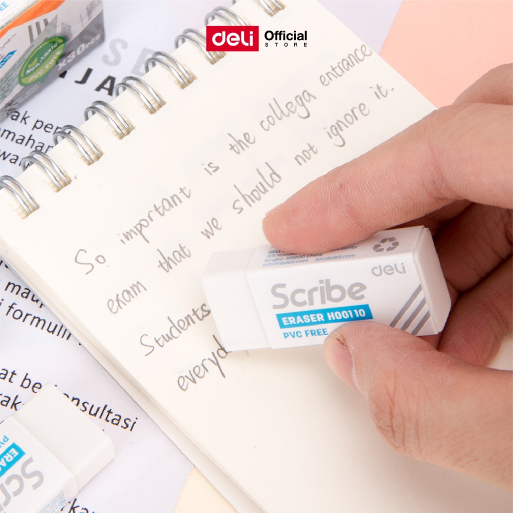 ยางลบดินสอ Deli ยางลบแท่ง ยางลบ PVC สีขาว (แพ็ค 4 ชิ้น) อุปกรณ์การเรียน เครื่องเขียน อุปกรณ์สำนักงาน