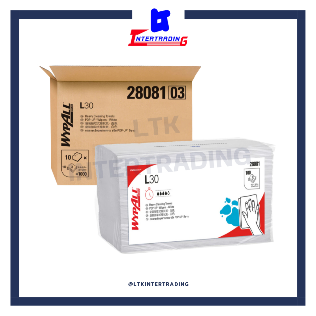 Wypall L30 Wipers กระดาษเช็ด/ทำความสะอาด น้ำมันงานอุตสาหกรรมทดแทนเศษผ้า(บรรจุ10ห่อ/ลัง)-28081