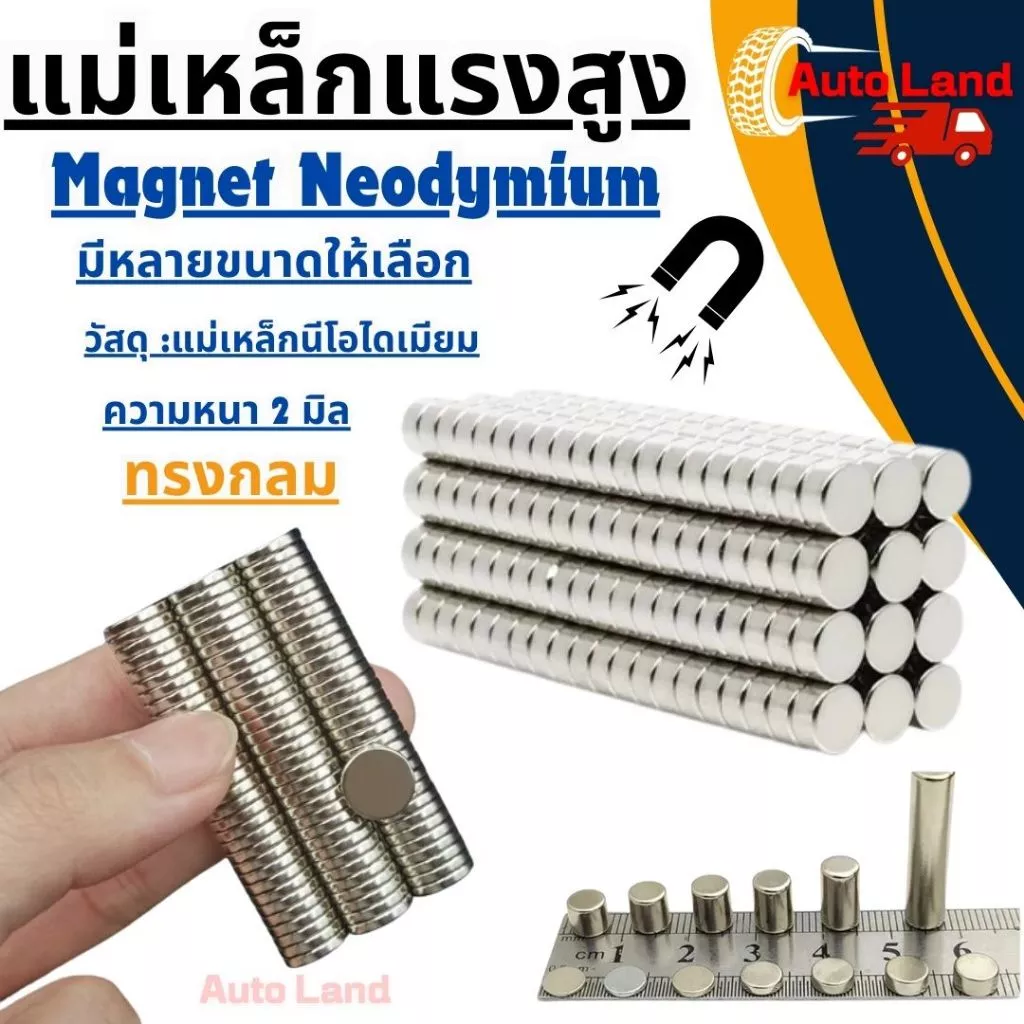 🔥พร้อมส่ง🔥แม่เหล็กแรงสูง ทรงกลม แม่เหล็กนีโอไดเมีย Magnet Neodymium ความหนา 2มิล