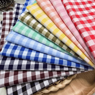 ผ้า Cotton ลายสก็อตใหญ่ T3 (พื้นขาว)