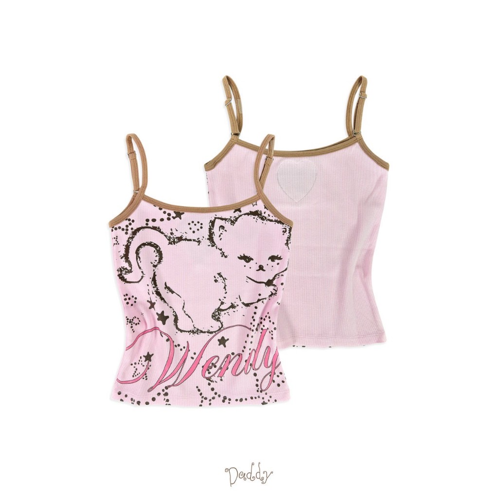 DADDY | Fluffy Sparking Tank Top เสื้อสายเดี่ยวลายแมวสุดน่ารัก