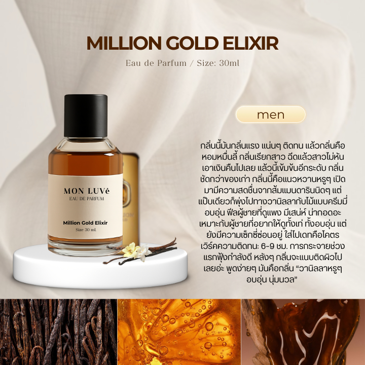 น้ำหอมโคลนmon luvé - Million Gold Elixir ขนาด30ML