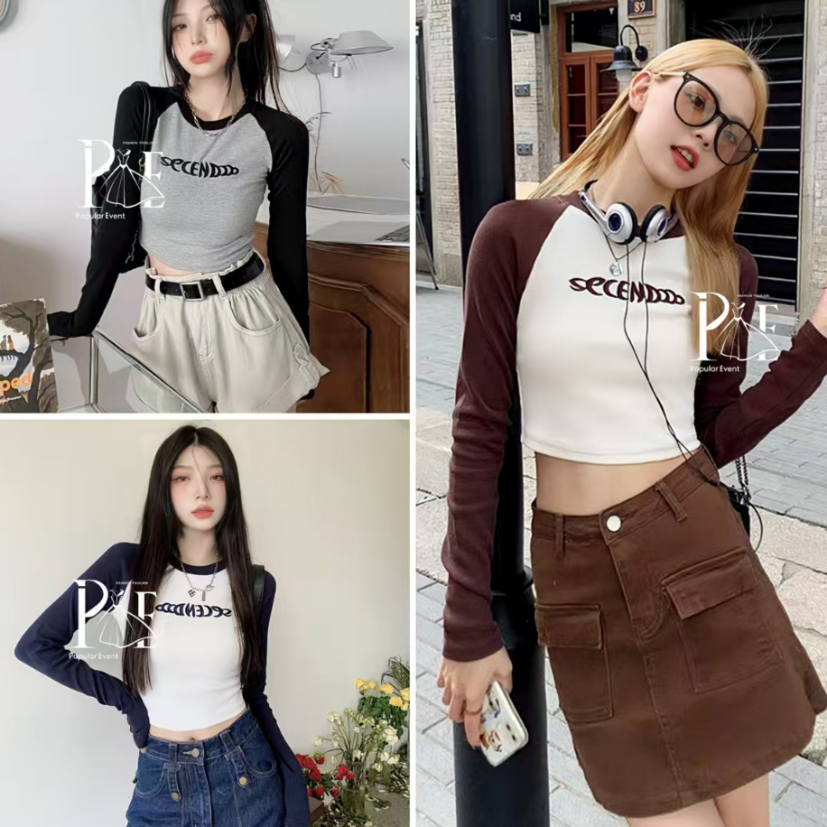 เสื้อครอปเเขนยาวผ้าลุกฟุกสำหรับผู้หญิง รุ่น Lady Women