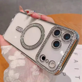 เคสกันกล้อง แต่งกลิตเตอร์ เคสแม่เหล็ก ชาร์จได้ สำหรับ iPhone 17 17Pro 17Air 17Promax 17e Pro max 15 14 13 12 11 Promax