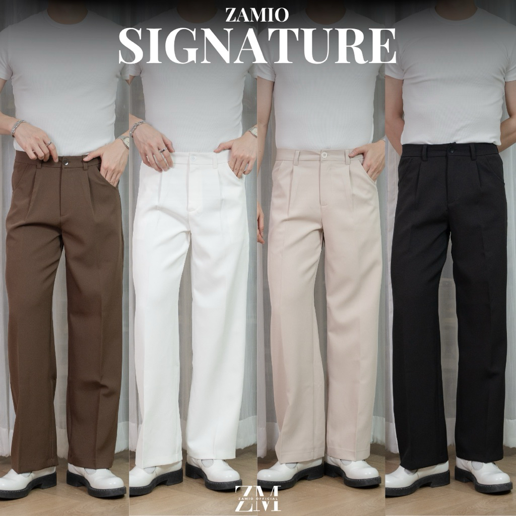 ZAMIO SIGNATURE PANTS มี4สี กางเกงสแลคเอวสูงทรงกระบอกตรง