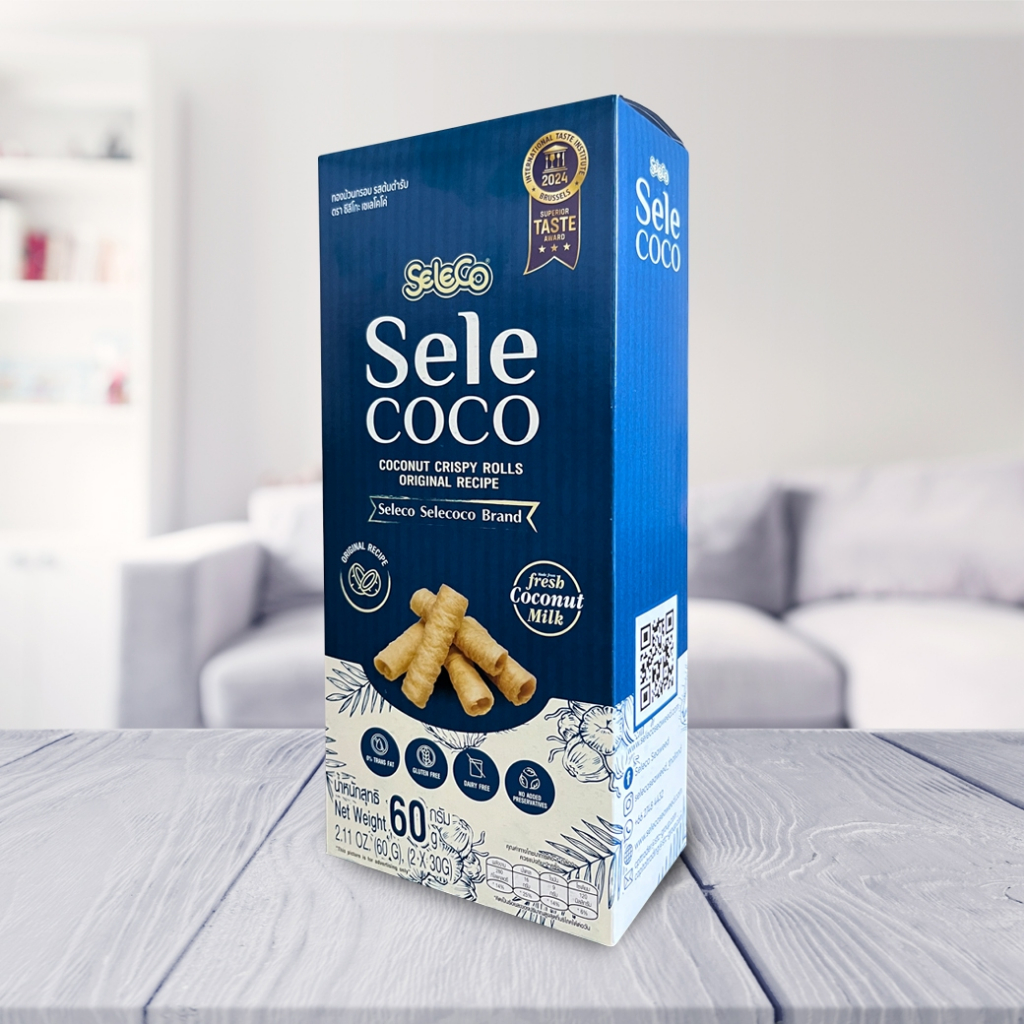 Seleco Selecoco ทองม้วนกรอบ (Coconut Crispy Roll) รสต้นตำรับ ขนาด 60 กรัม