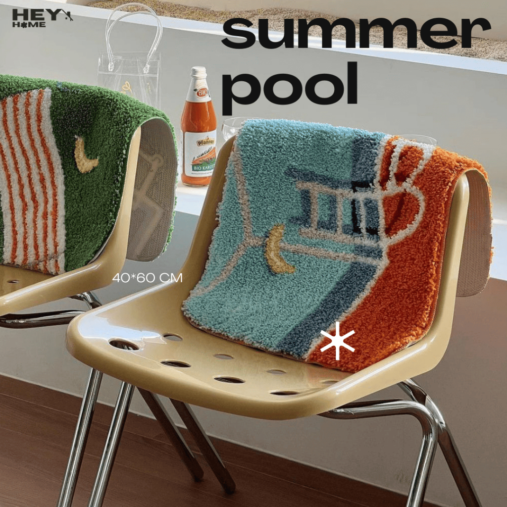 Heyhome พรมแต่งบ้าน ผ้าทอ ขนนุ่มฟู หนาแน่น Summer-Pool ขนาด 40*60 cm.